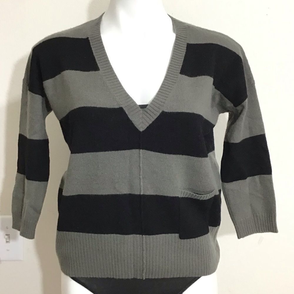 autumn cashmere Cashmere Sweater 3/4 Sleeve Pullover V-Neck Size Small